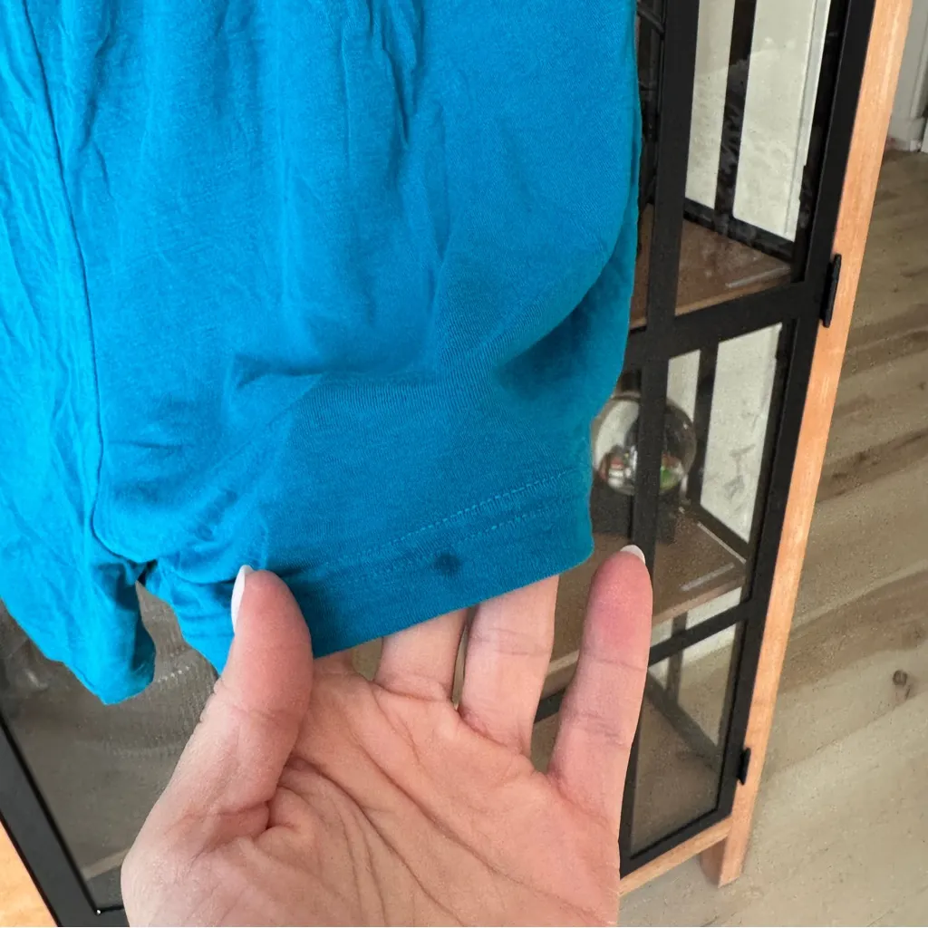 Little Sleepies pajamas set adult teal shorts sleeve henley top tee bamboo Blue Size L - Image 10