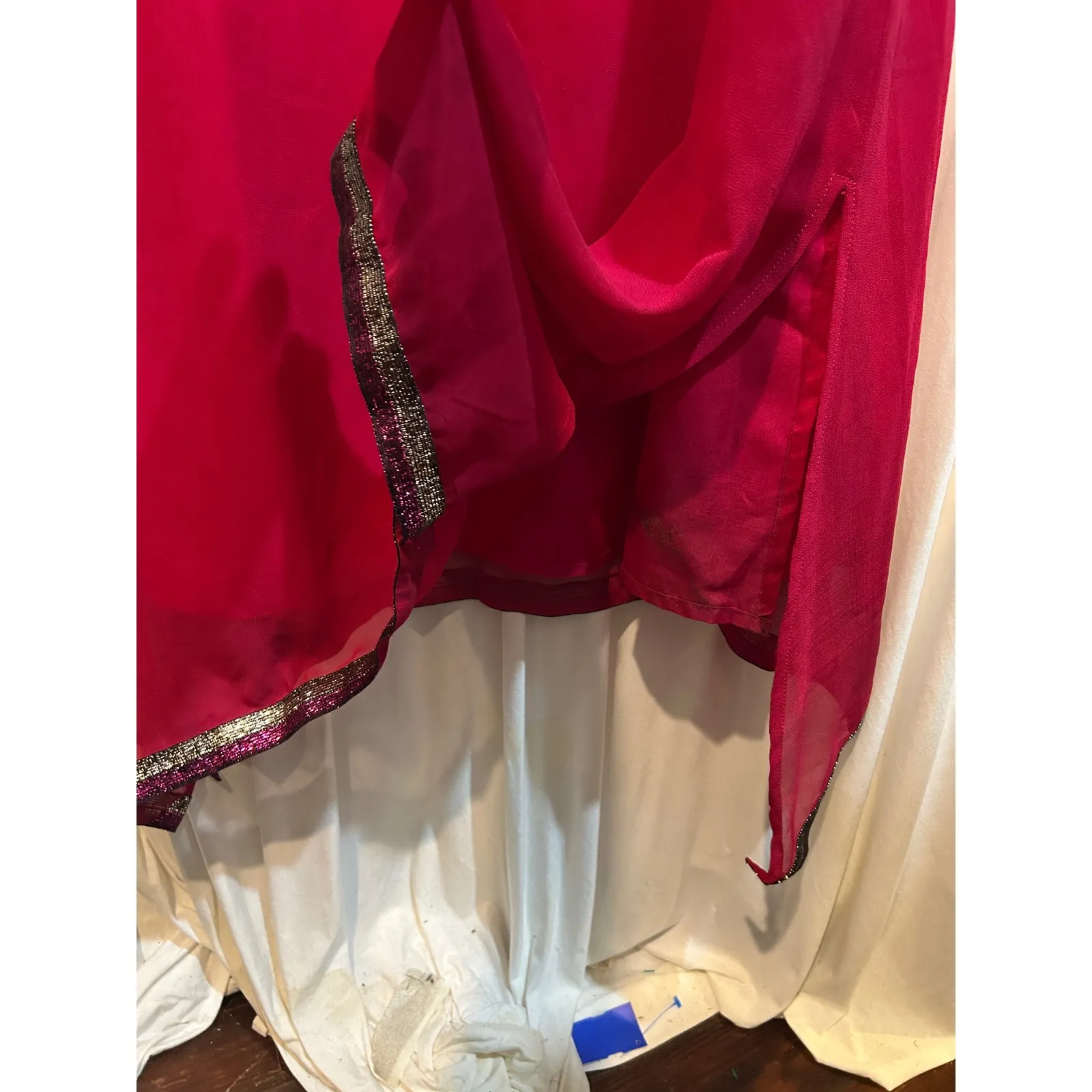 Ashro Red Dress Sleeveless Sheer‎ Hem Party Cocktail Made In India M Size M - Image 4