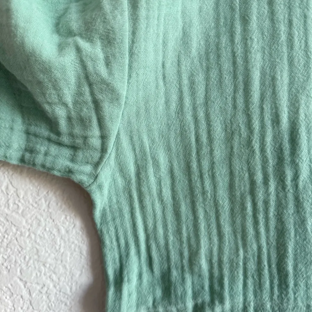 Eileen Fisher Womens Blouse Shirt Mint Green Twisted Gauze Cotton Size Medium - Image 7