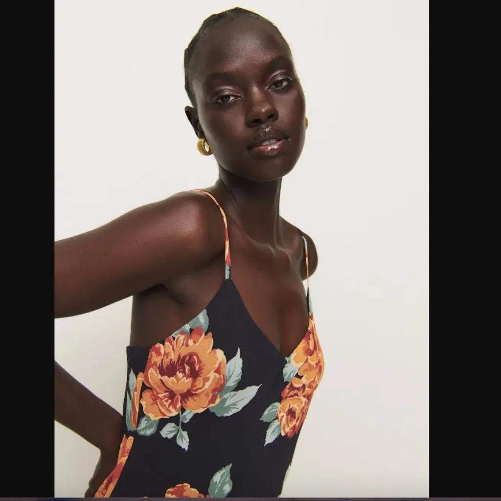 Reformation Parma Consuelo Black & Orange Floral Maxi Dress M NWT - Image 4