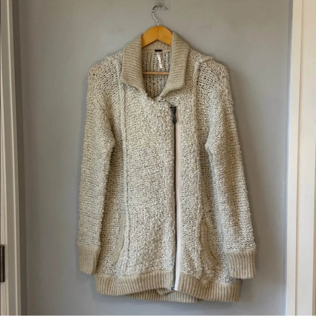 Free People Boho Fuzzy Boucle Oversized Sweater Jacket - Image 2