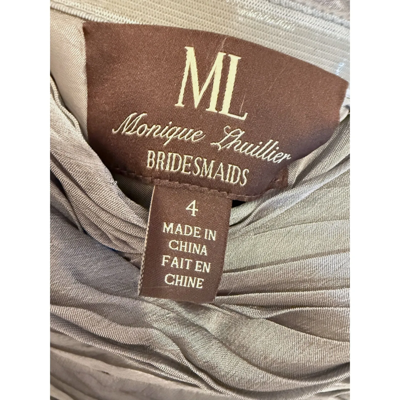 Monique Lhuillier Bridesmaids Dress Size 4 Gray Strapless Ruched Cocktail - Image 4