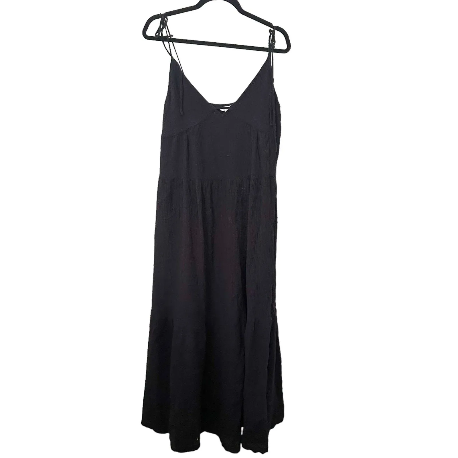 LACAUSA Thea Slip Tank Midi Dress Black‎ Sz Small - Image 2