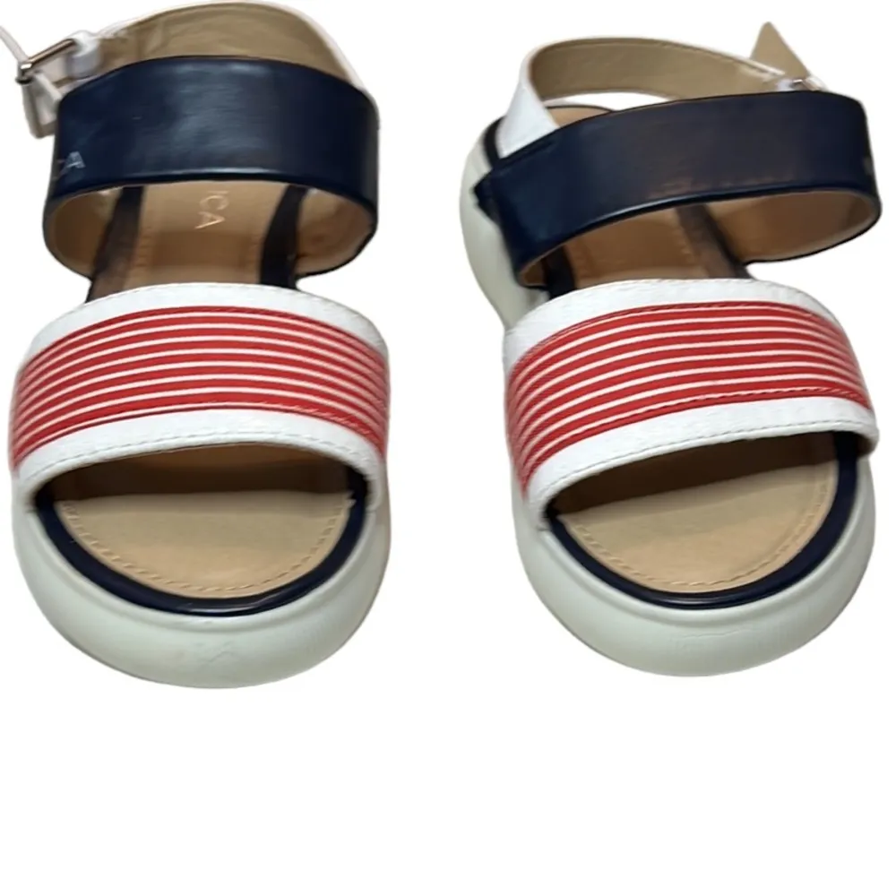 Nautica Women Blue White Red Stripes Acaria Platform Sandals Size 5.5 - Image 3