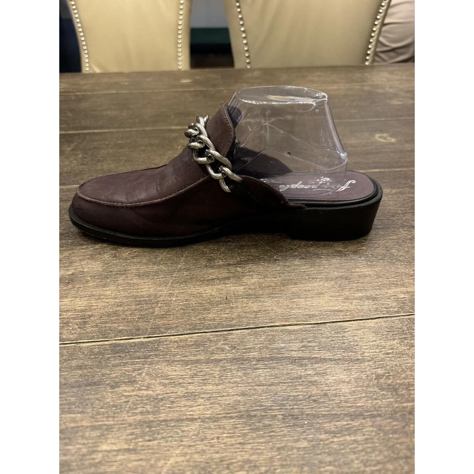 Free People Vida Mules Size 9 / EUR 40 Slip On Shoe Loafer Purple‎ Leather Metal - Image 7