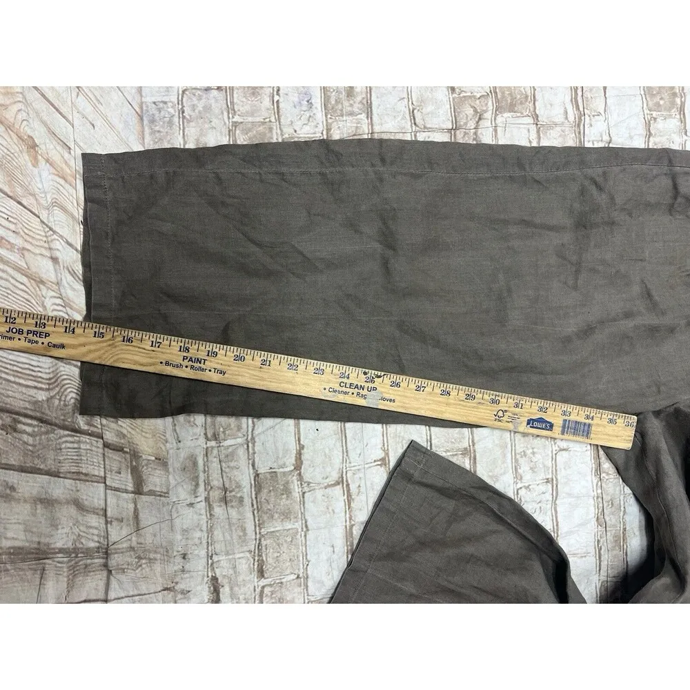 Vtg Linen High Waist Crop Wide Leg Pants Taupe Tan Artsy Small Boho Brown - Image 3