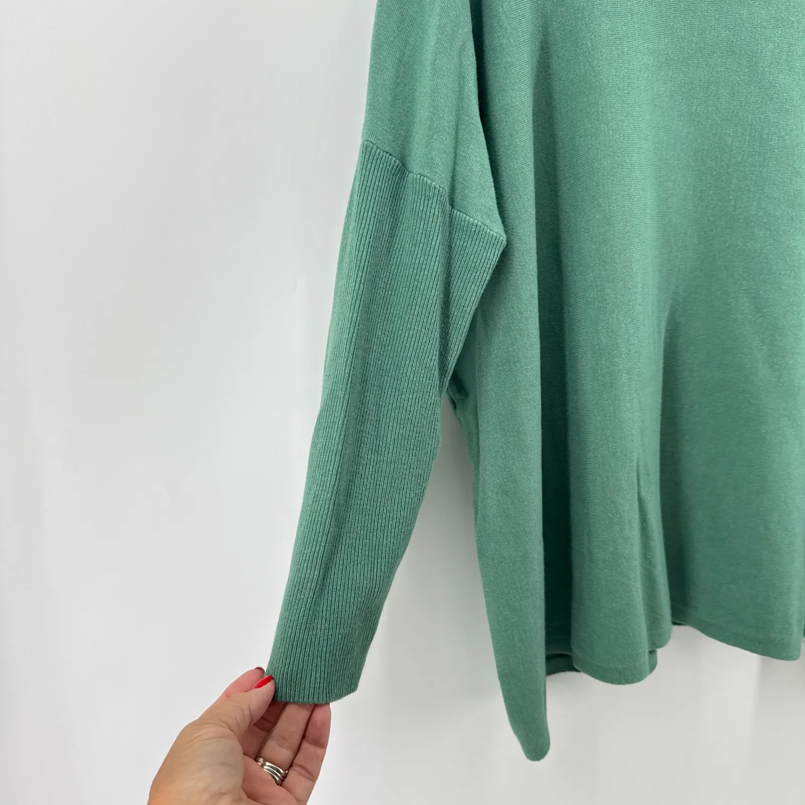 MASAI Women's‎ Jadeite Fanacy Jumper Green Long Sleeve Relaxed Sweater Large - Image 3