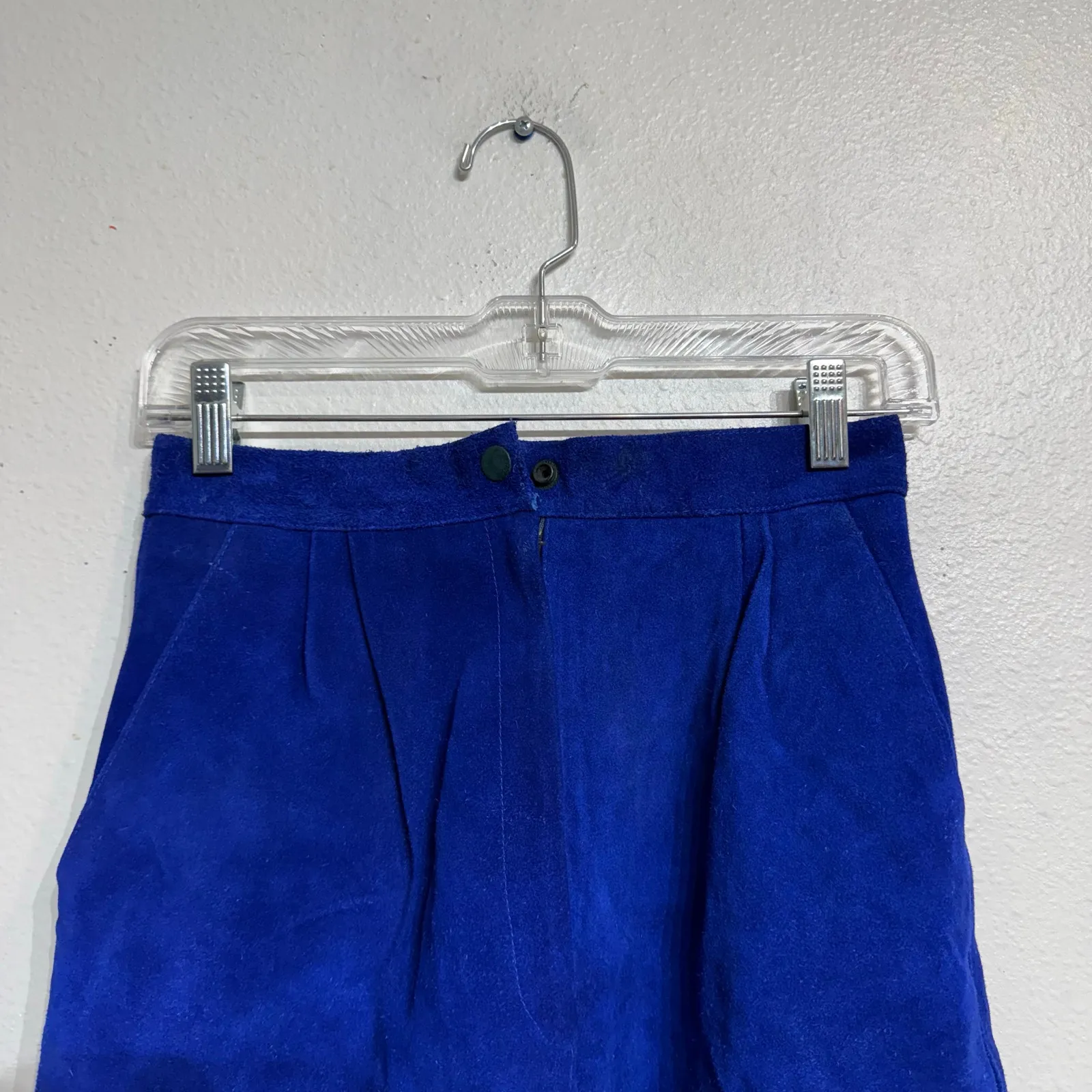 Fashion House Blue Suede Leather Vintage Shorts Sz 6 - Image 2