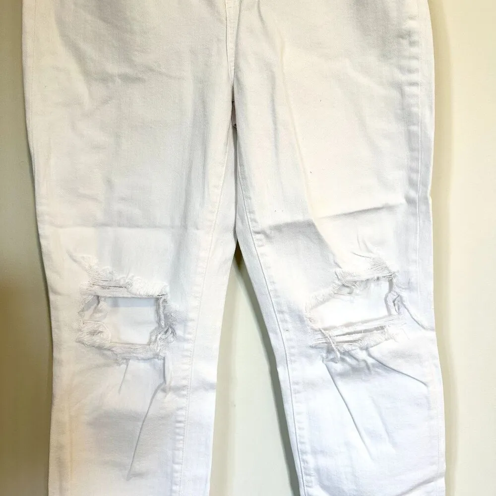 NWT L'AGENCE Audrina High Rise Straight Jean in Blanc Worn Destruct - Size 32 - Image 9