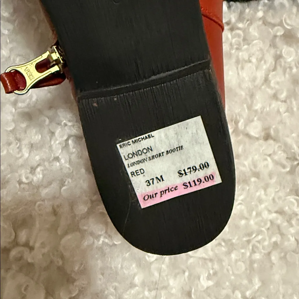 Eric Michael Red Leather Ankle Booties size 7 - Image 2