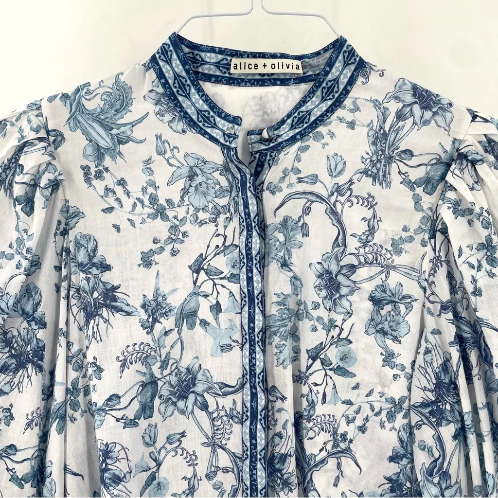 ALICE + OLIVIA APRIL PLEATED LUXURY OLD MONEY CLASSIC FEM BLOUSON SLEEVE TOP - Image 7