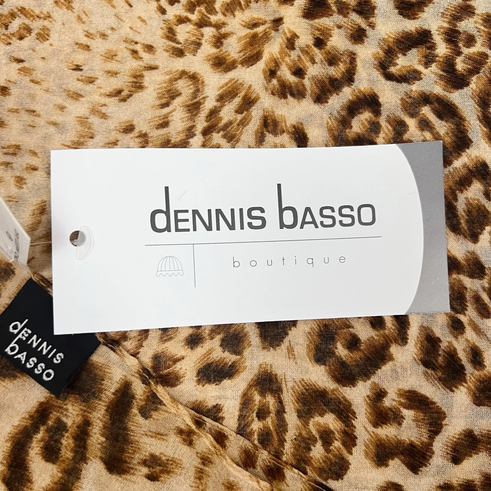 NWT Dennis Basso Brown & Tan Leopard Animal Print Lightweight Chiffon Scarf - Image 4