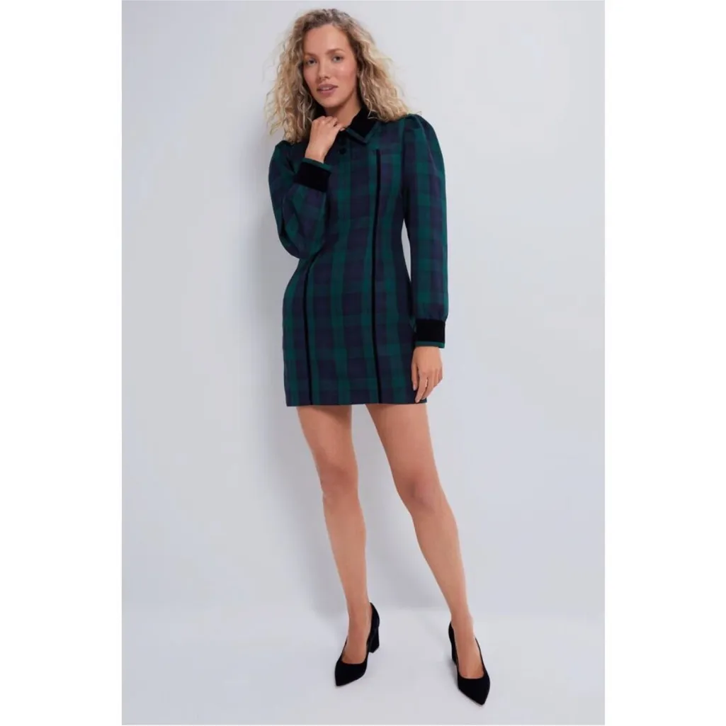 TUCKERNUCK long sleeve Blackwatch Wynn mini Dress
NWT Size XSmall NEW Green - Image 5