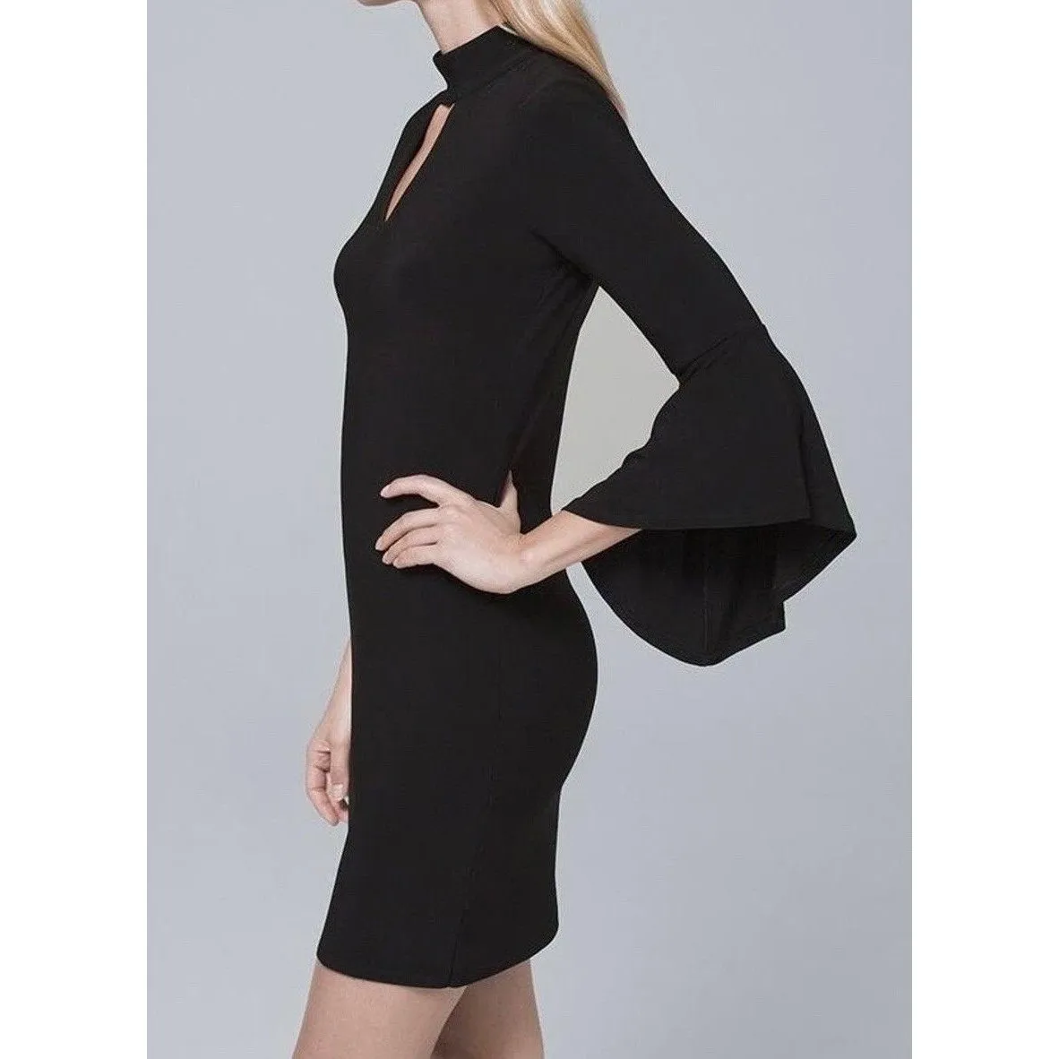 White House Black Market Dress Womens XS   Black Cut Out Flounce Sleeve Shift - Image 3