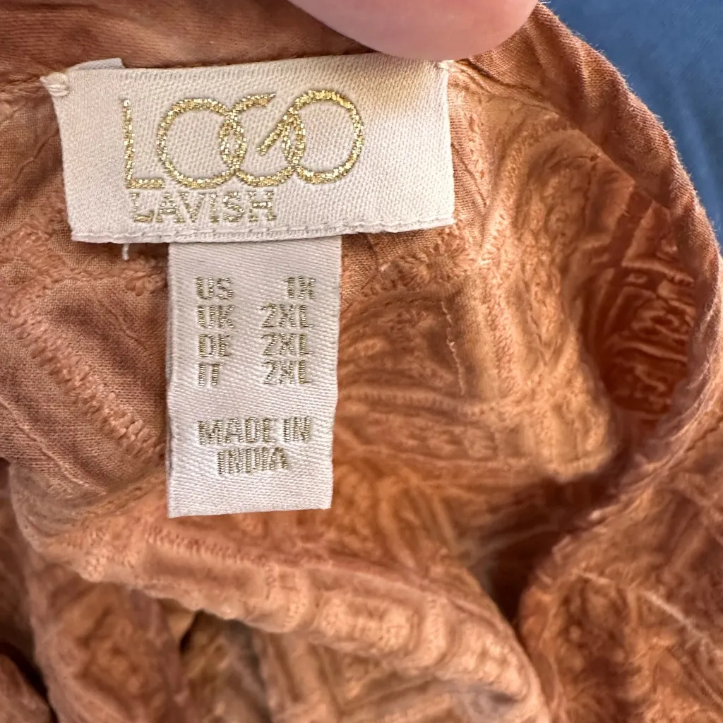 LOGO Lavish by Lori Goldstein Scoop
Neck Swing Bed Jacket Umber Orange Boho Top - Image 6