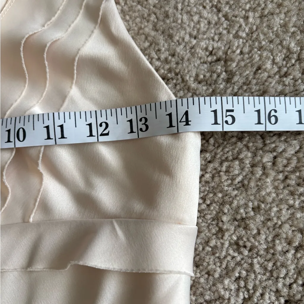 Forever 21 Vintage Y2K 2000s Champagne Statin Tiered Haulter Dress Size Small - Image 11