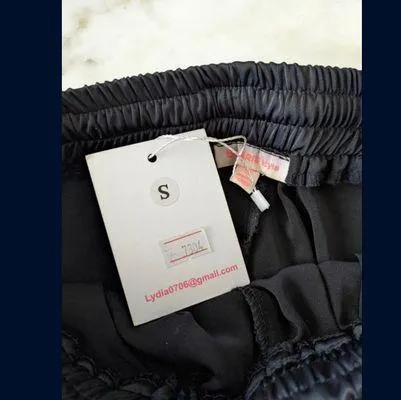 Solaris Style Black Satin High Waist High Rise Joggers with Yellow Stripe Panel - Image 5