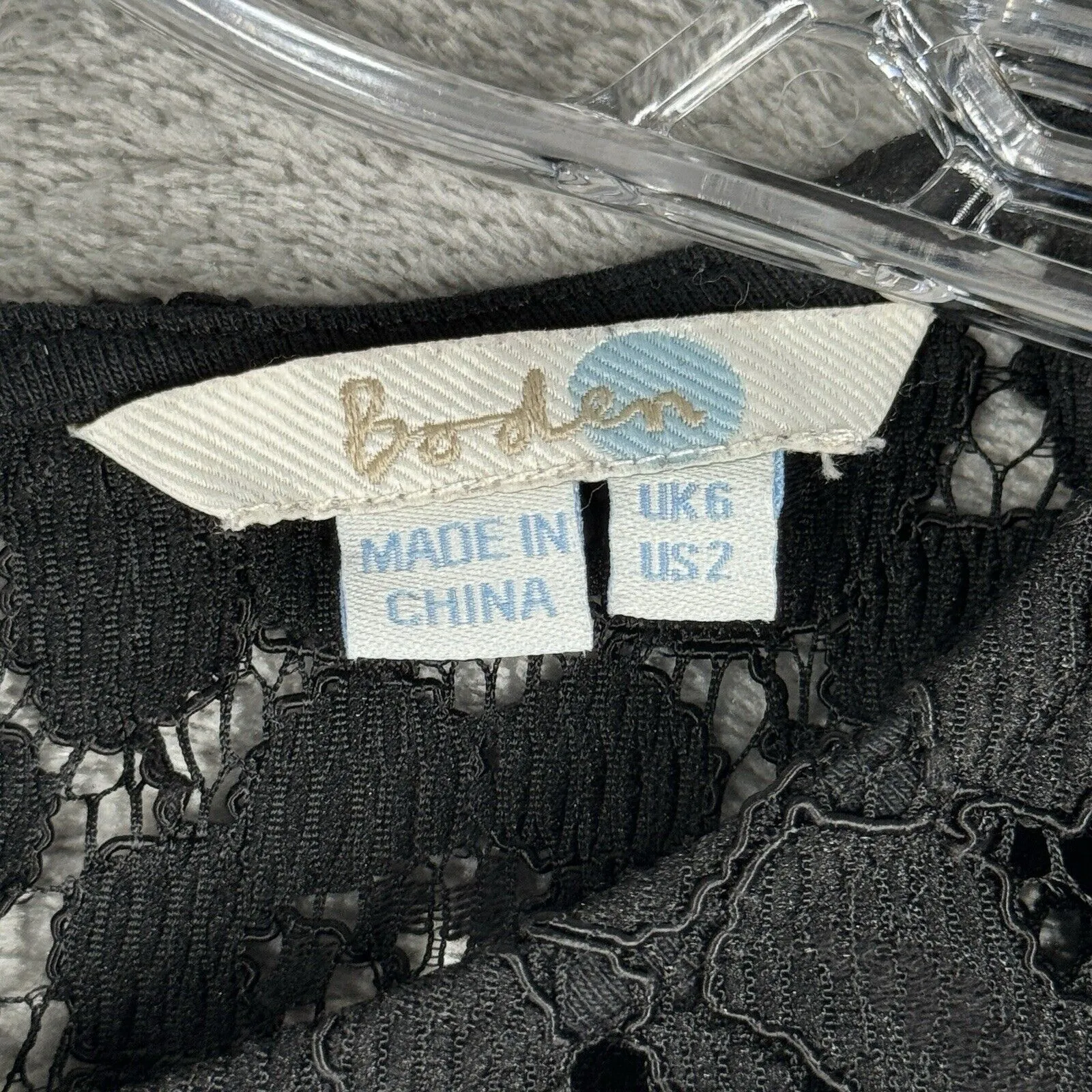 Boden Shirt Womens 2 Black Jersey Knit Sheer Lace‎ Blouse Neutral Whimsigoth - Image 7