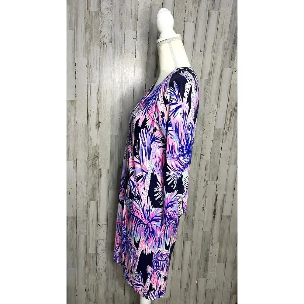 Lilly Pulitzer XS Bailor Shirt Dress Palm Leaf Knee‎ Length 3/4 Sleeve - Image 6