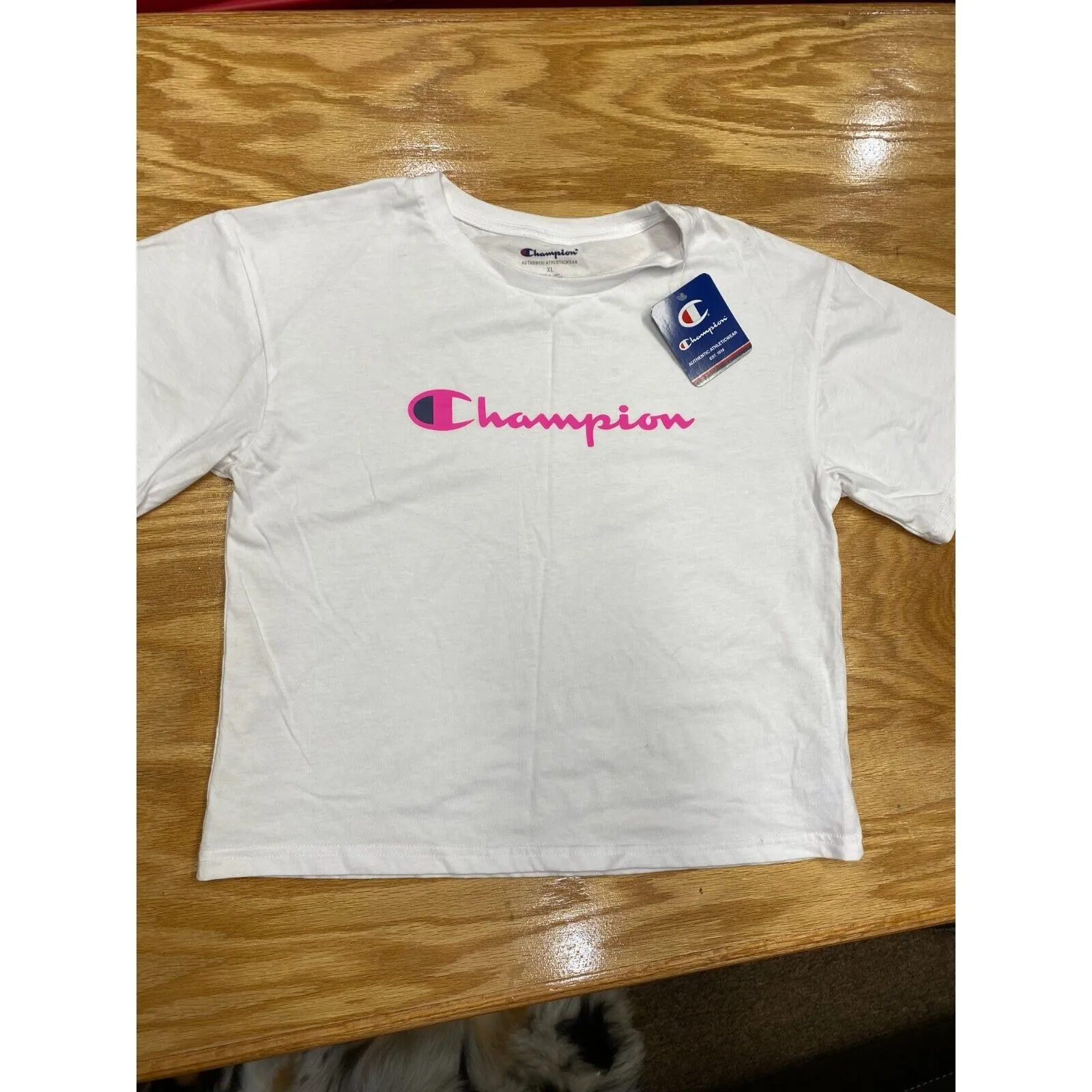 Champion Activewear T-Shirt women XL White Short Sleeve Graphic Logo B61 - Image 2
