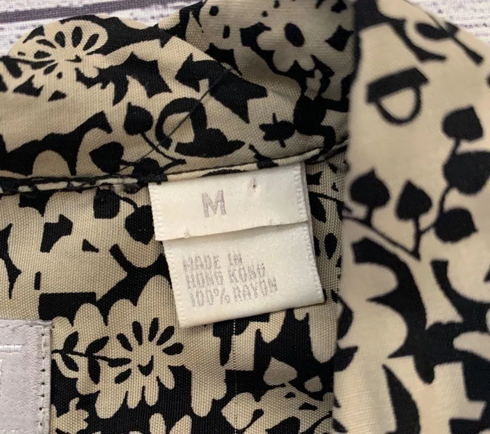 Vintage 90s Esprit Drop Waist Abstract Print Black and Cream Sleeveless Romper - Image 14