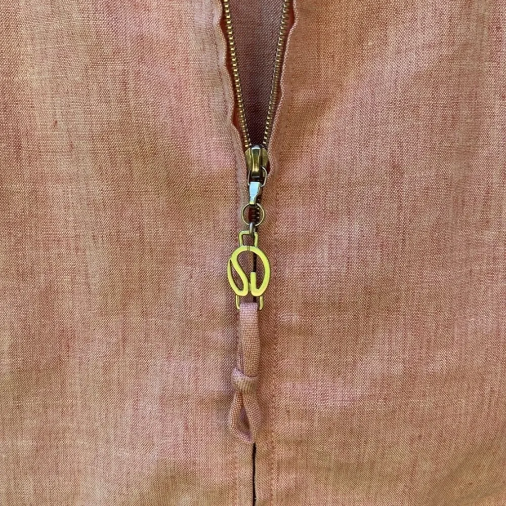 St. John Sport Linen zip-up hooded light pink textured woven knit trim Jacket S - Image 4