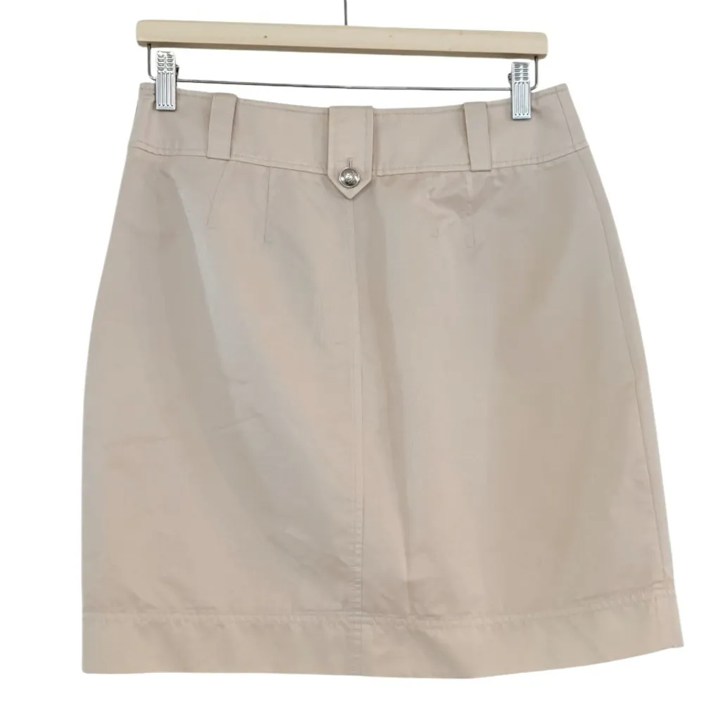 ST. JOHN Light Tan Cargo Skirt Double Pocket Silver Button Size 8 - Image 2