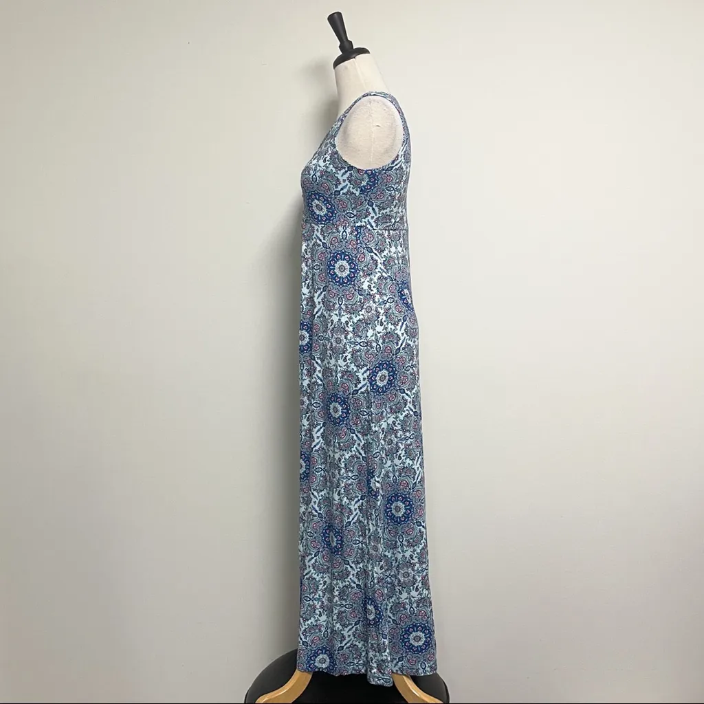 Talbots Multicolor Floral Mandala V Neck Sleeveless Maxi Dress Medium *HEMMED* - Image 4