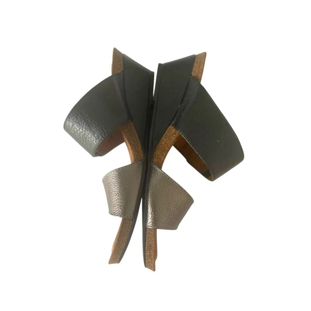 Sofft All Leather Metallic Adjustable Strap s Sandals Sz 9.5 Black - Image 5