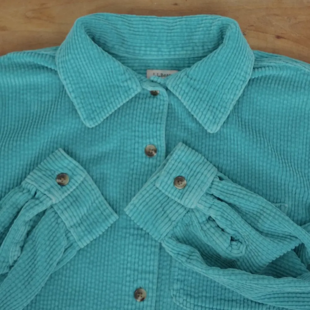 LL Bean Women's Corduroy Relaxed Button Down Heavy Shirt Small - Image 3