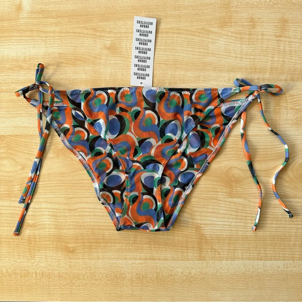 Solid & Striped Iris Printed Side Tie Mesh Bikini Bottom in Optic Swirl - Large - Image 14