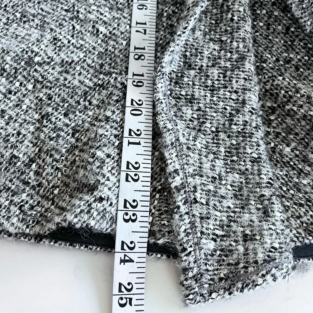 Oscar de la Renta Black White Tweed Ruffled Knee Length Pencil Skirt Size 8 - Image 12