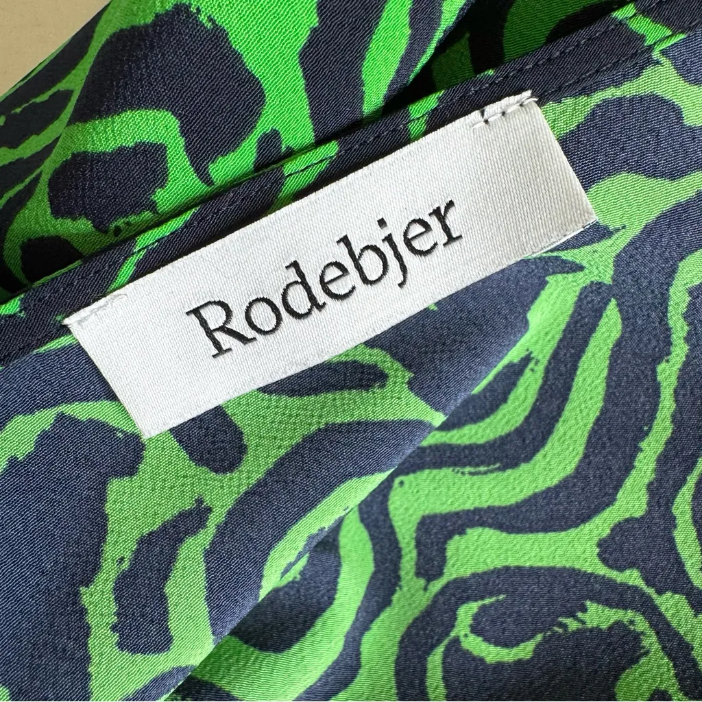 Rodebjer Dove Wrap Tie Blouse Green Navy Size 8 - Image 7