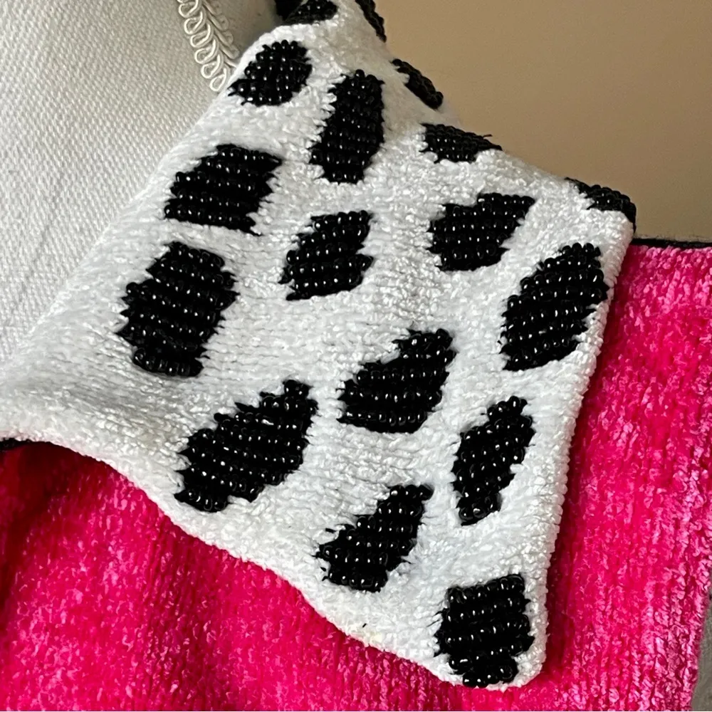 BEREK | Vintage Knit Beaded Animal Print Full Zip Vest Sz L Size L - Image 2