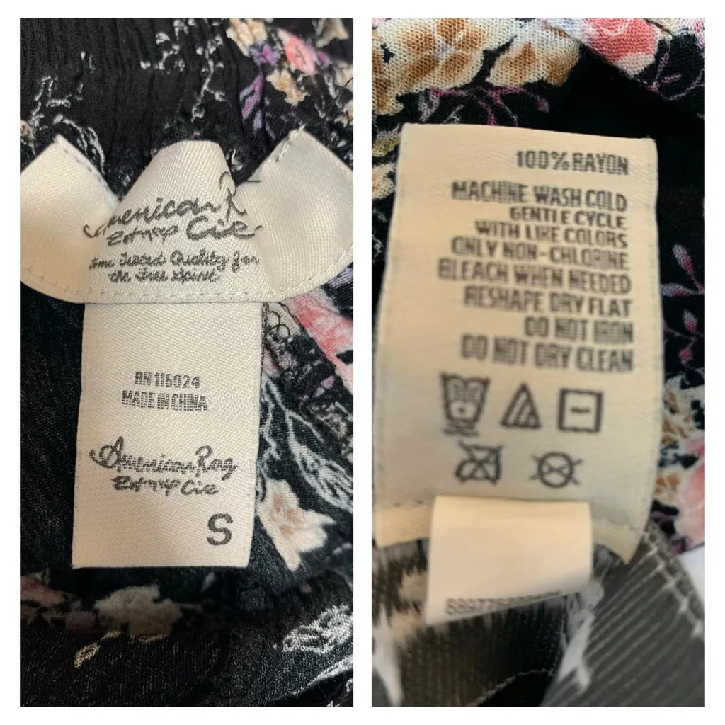 Black Floral Wide-Leg Pants with Side Slits and Waist Tie - Image 12