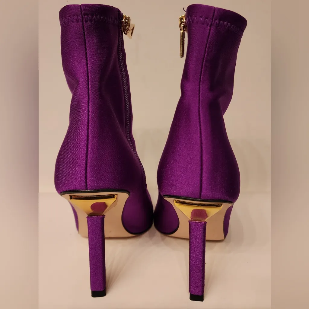 Good American High Kickstand Purple Pointed Toe Neoprene Women Booties Size 5.5 - Image 4