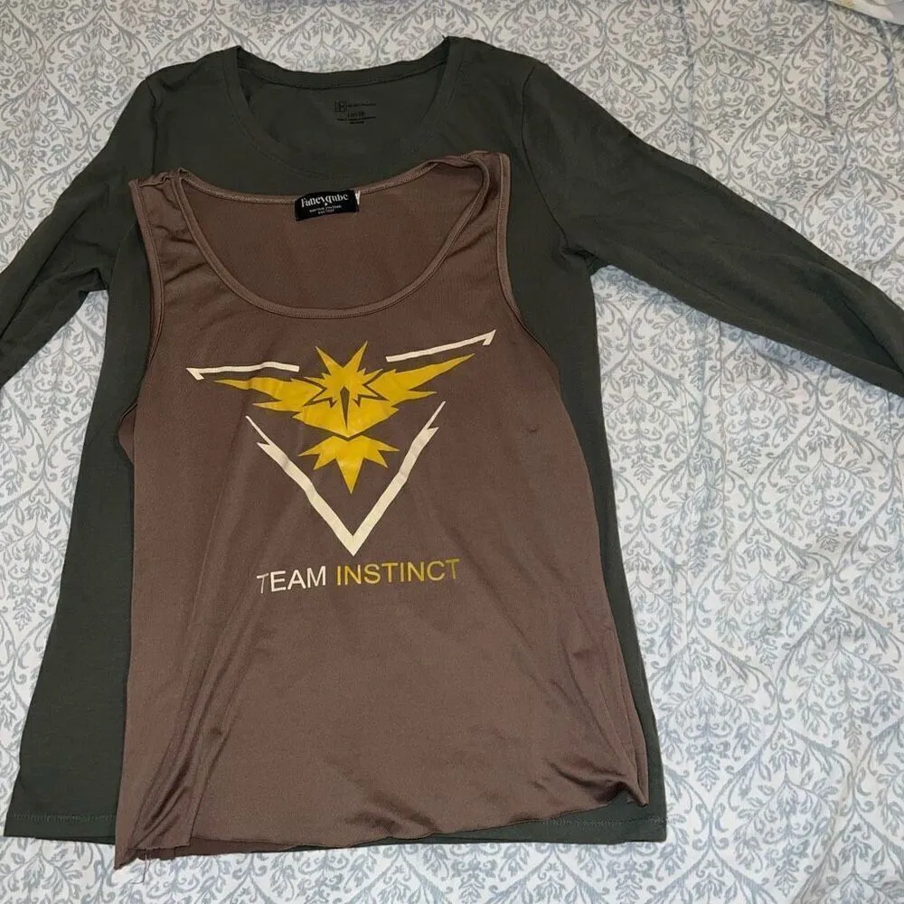 3 shirts Pokémon Team instinct tank top, knit sweater halter, long sleeve lightw Tan Size L - Image 4