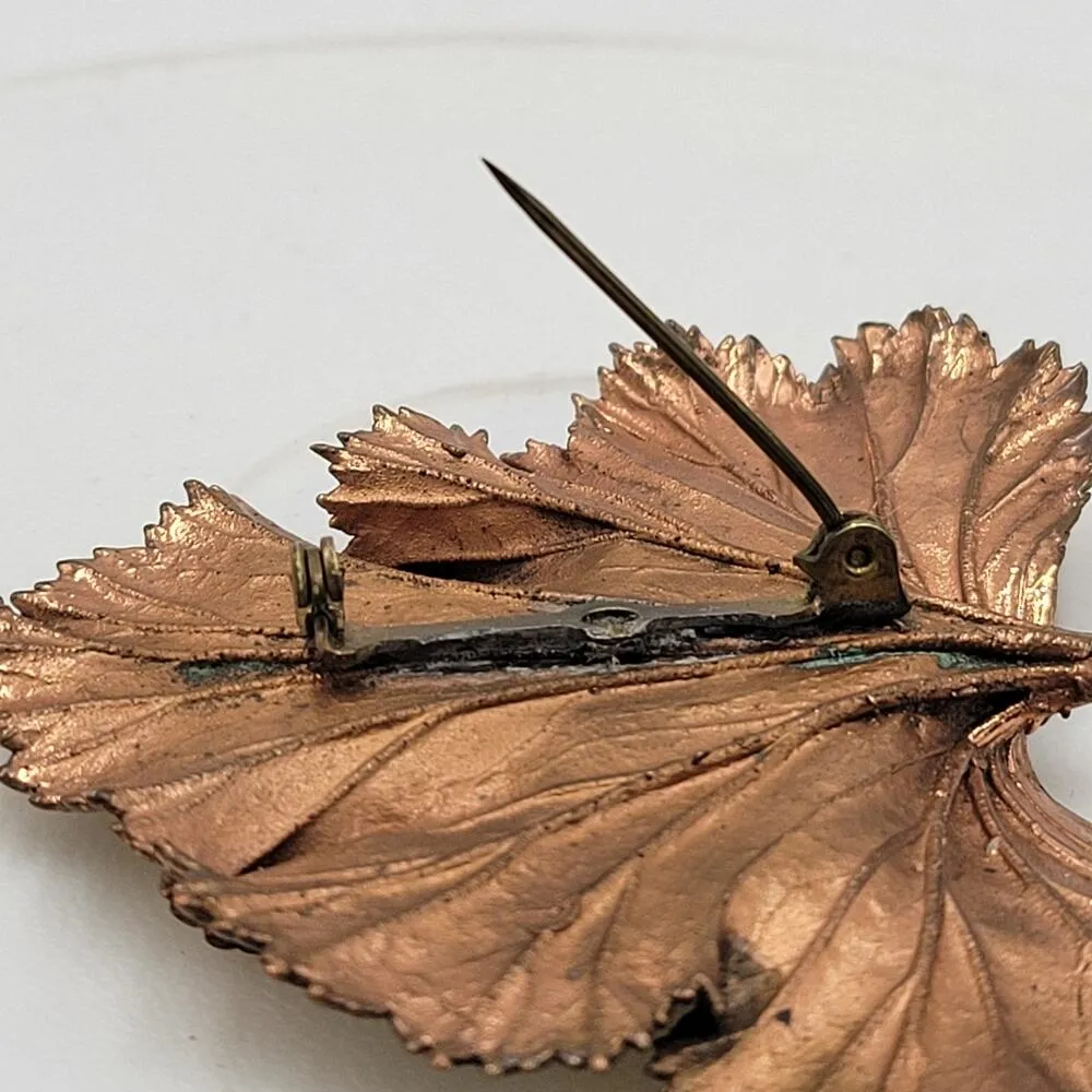 Vintage Textured Copper Maple Tree Leaf Brooch/Pin Fall Fashion Brown - Image 7