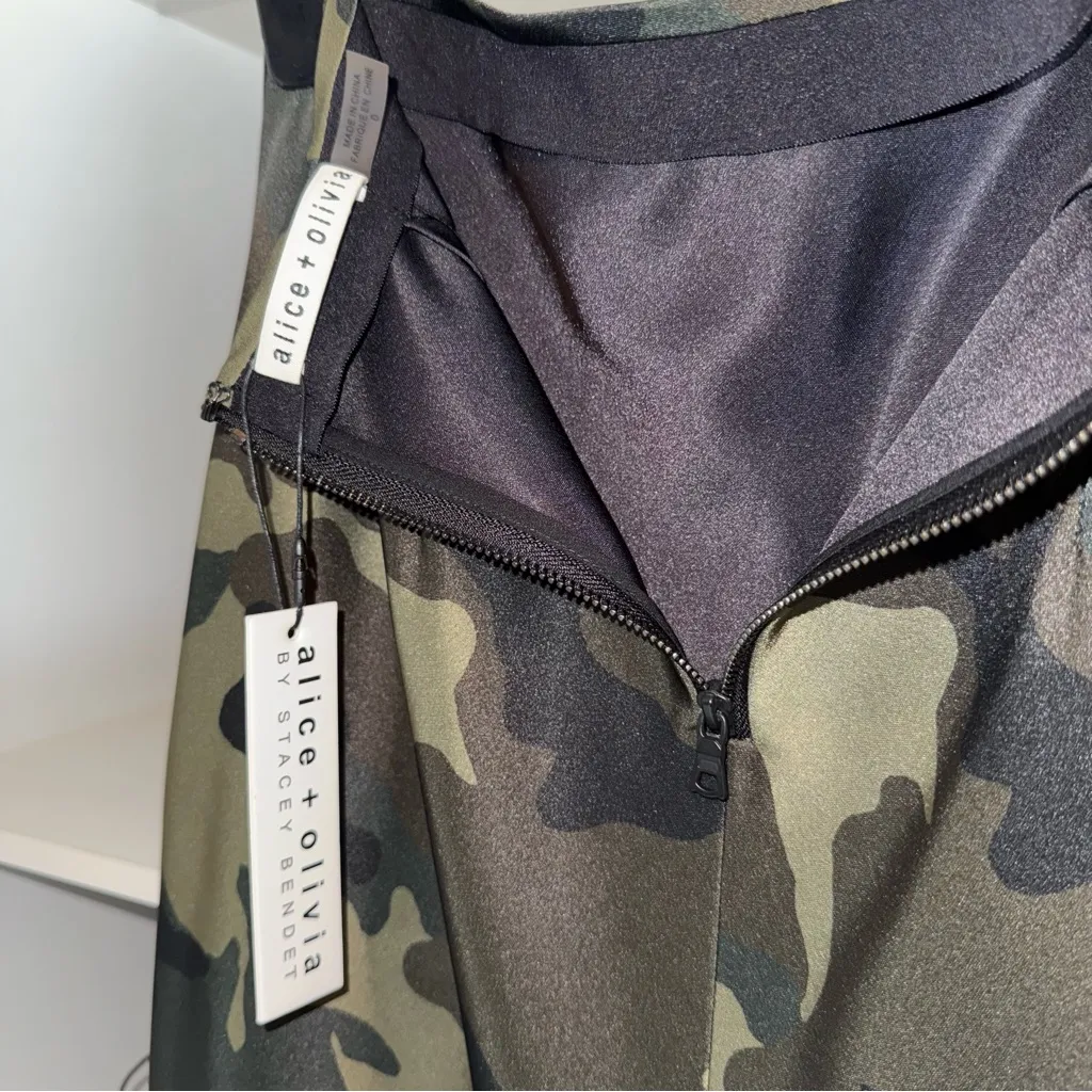 Alice + Olivia Maeve Silk Camo Asymmetric Midi Slip Skirt - Image 10