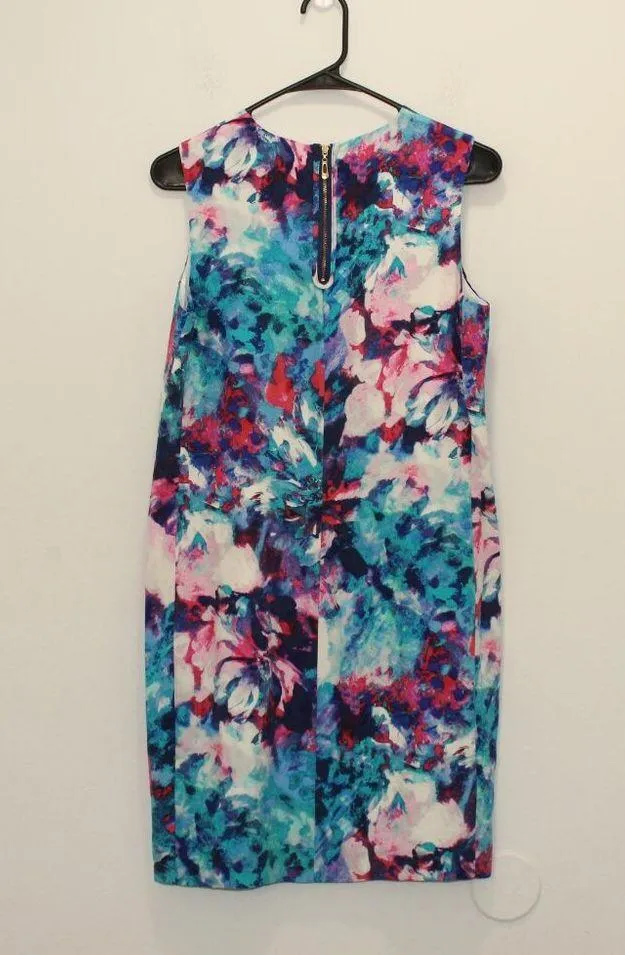 Cynthia Rowley 100% Silk Multicolor Abstract Watercolor Dress Size 6 - Image 4