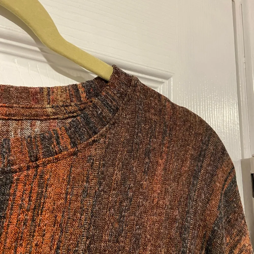 Simply Vera Wang Size XS Rust Ombré Knot Detail 3/4 Sleeve Knit Striped Blouse - Image 6