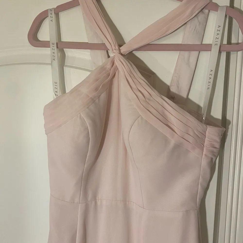 Azazie A-Line Halter Chiffon Floor-Length Dress Rose‎ Petal Bridesmaid Dress - Image 5