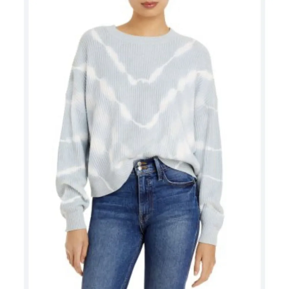 Pistola Eve Cropped Sweater Blue White Tye Dyed Chunky Knit Cotton Womens Large - Image 2