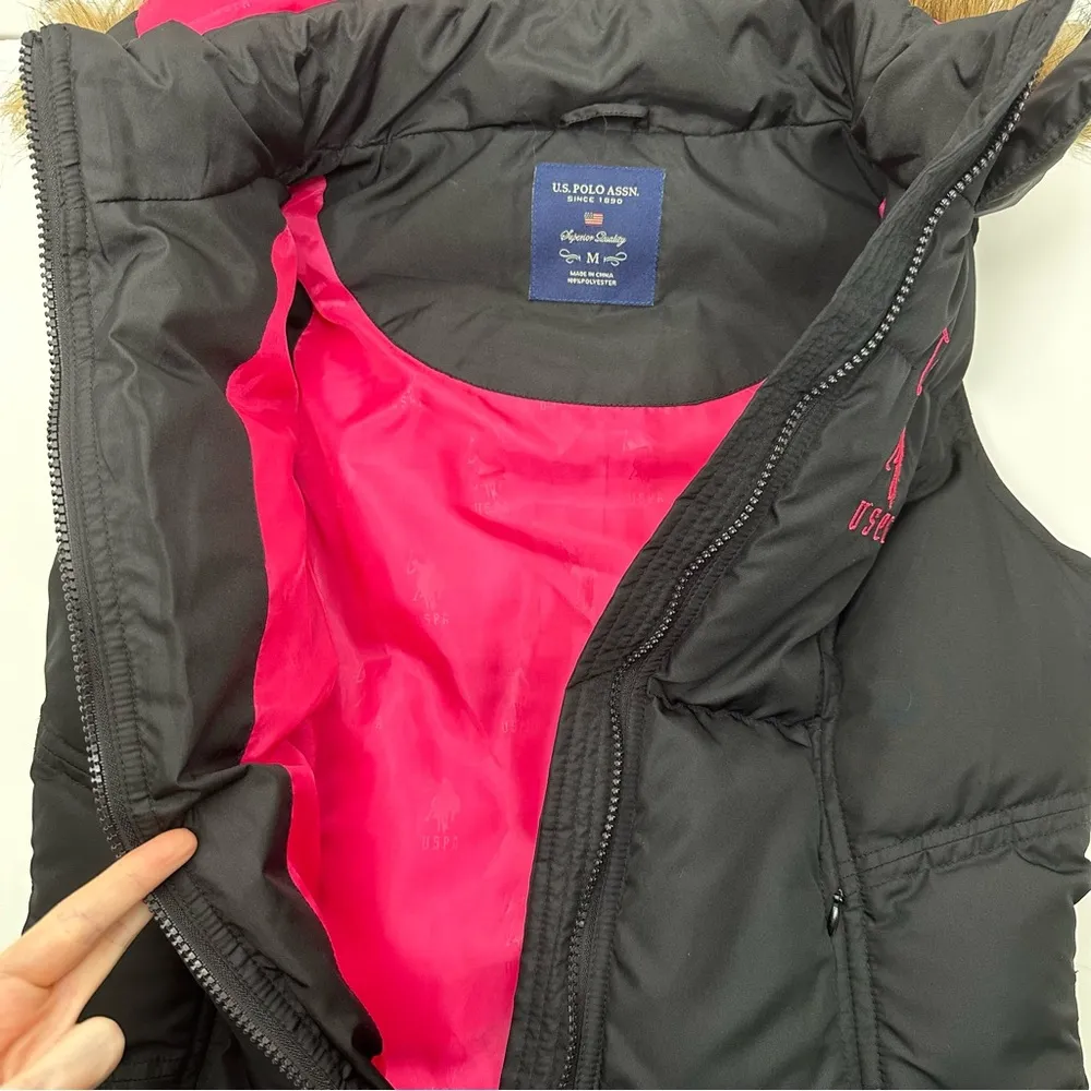 US Polo Association Fur Hood Puffer Vest - Image 6