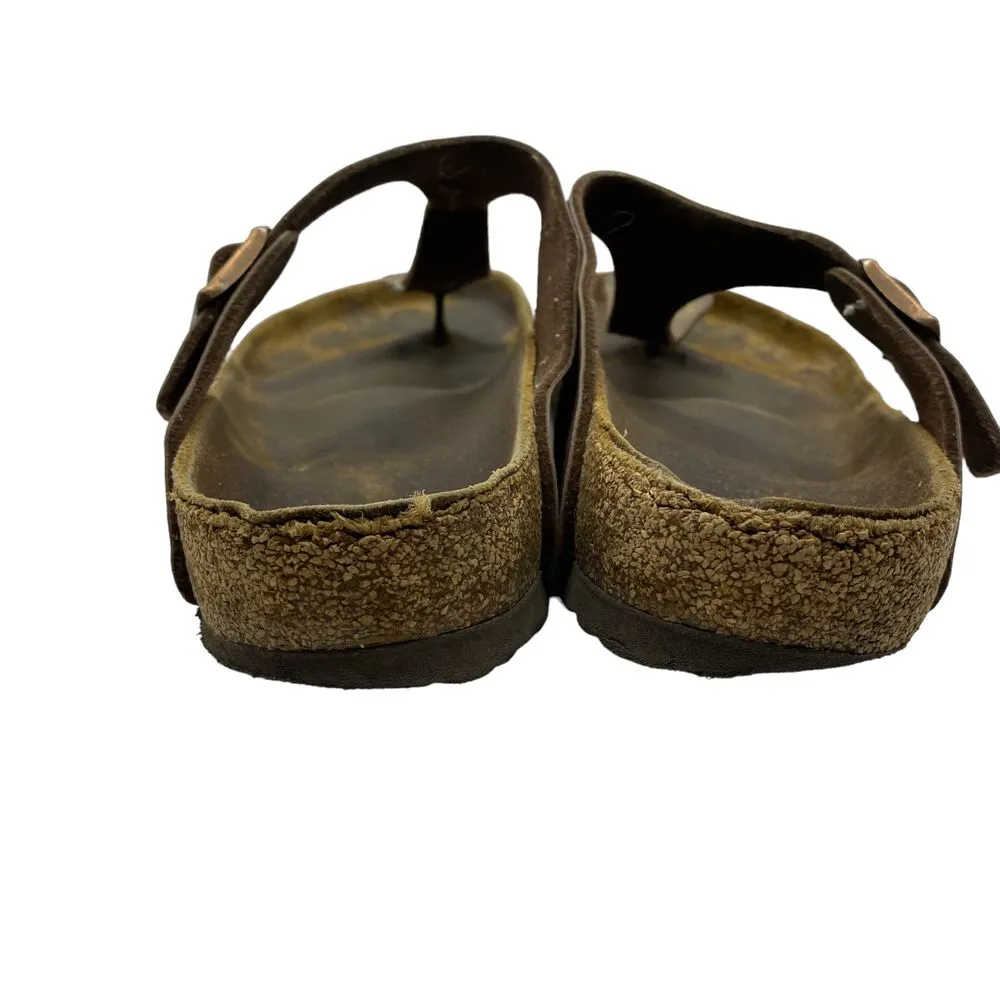 Birkenstock Women's Gizeh Slip on Brown‎ Leather Sandals Size 36 US 5-needs TLC - Image 8