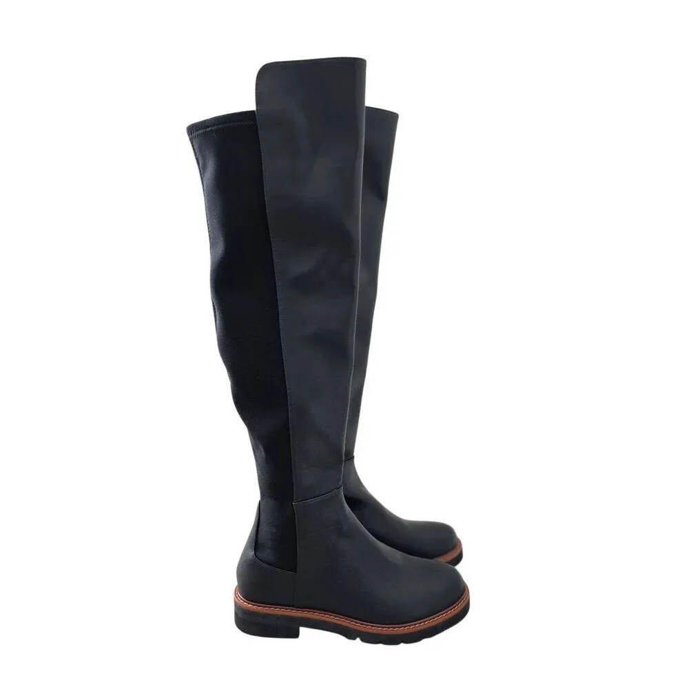Stuart Weitzman Over The Knee Leather Boots Almond Toe Size 6 in Black NEW - Image 3
