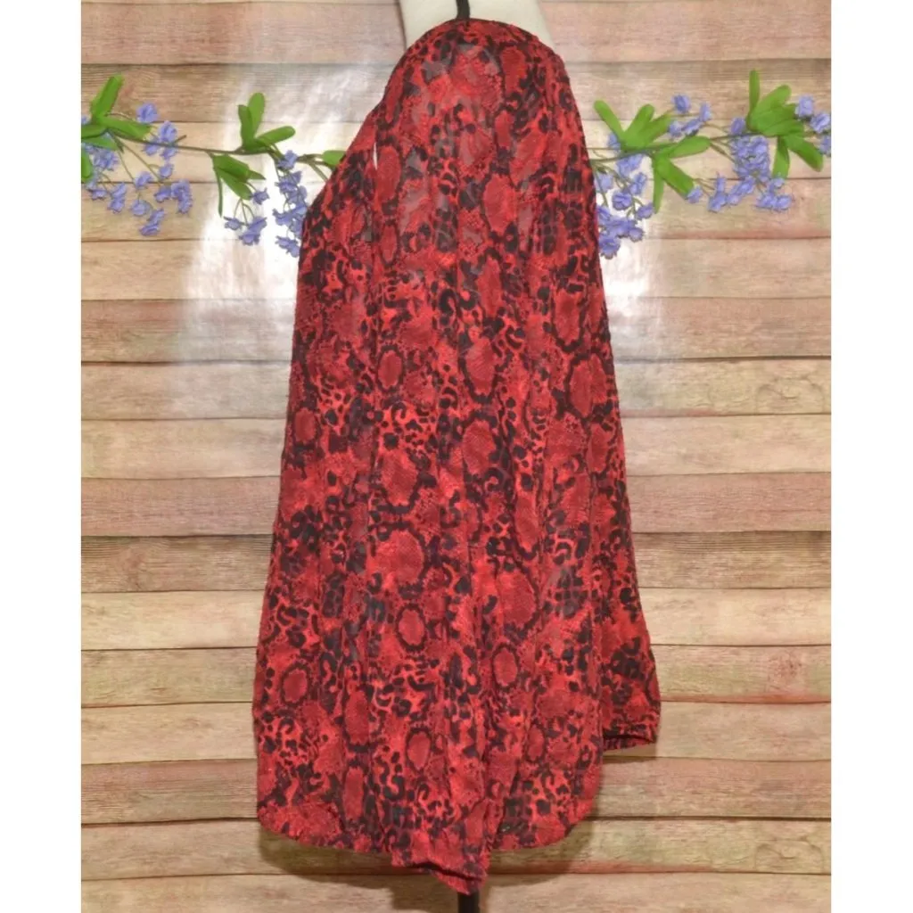 Lane Bryant Womens Sexy Red & Black Animal Print Sheer Blouse Top Plus Size 22W - Image 4
