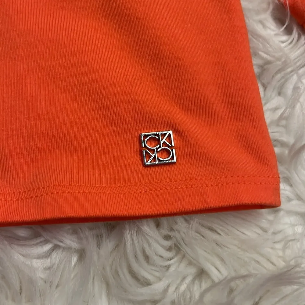 NWT Calvin Klein stretch knit top with ruched chiffon sleeves M - Image 7