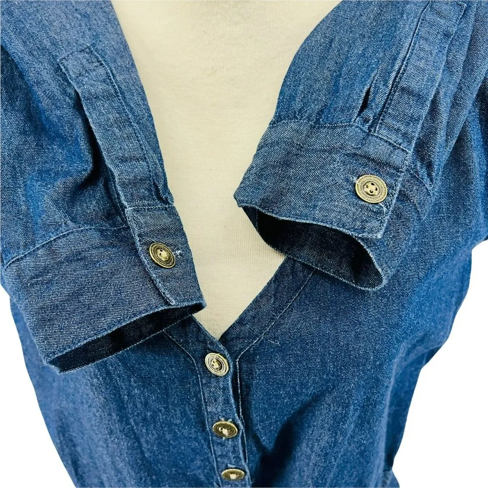 O’Neill Leyna Denim Long Sleeve Shorts Romper Womens Medium - Image 8