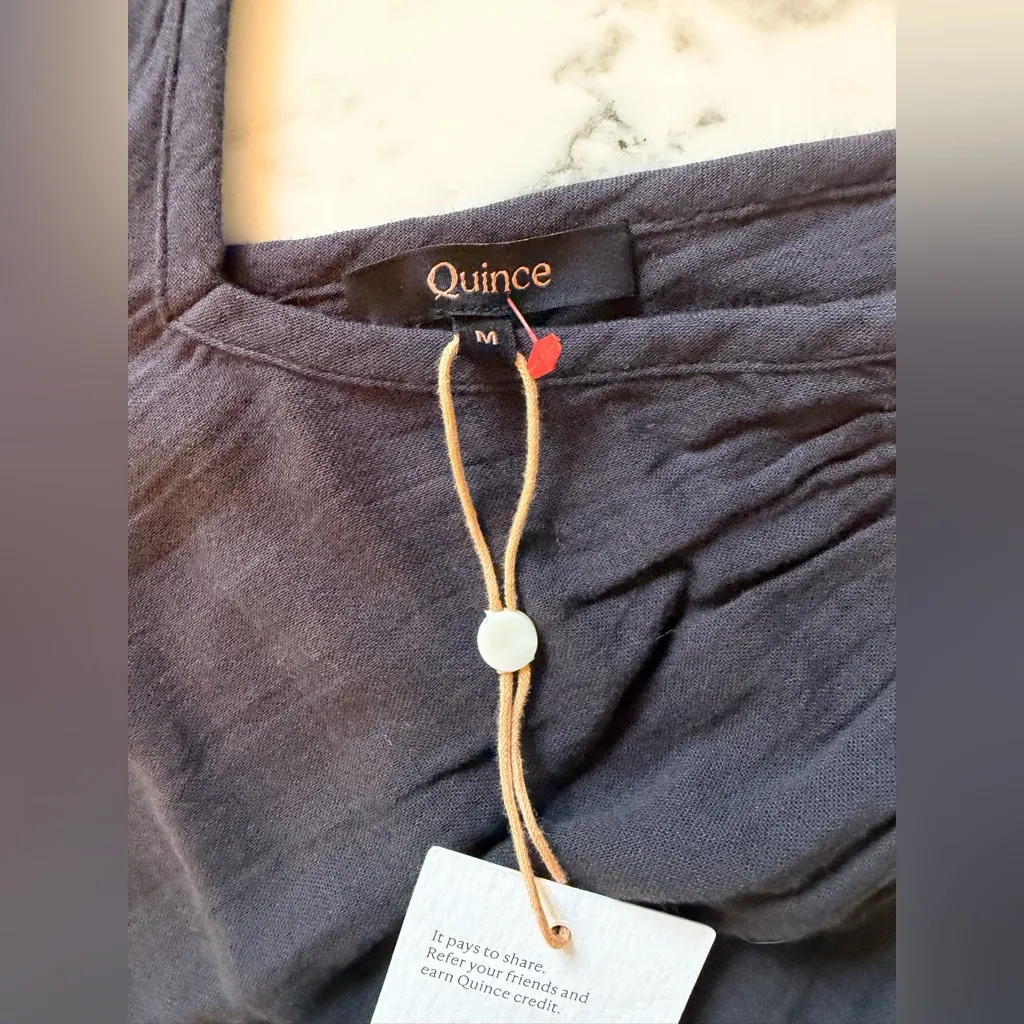 NWT Quince 100% Organic Cotton Gauze Tiered Maxi Dress Black Sz M - Image 5